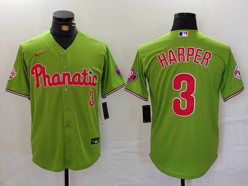 Mens Philadelphia Phillies #3 Bryce Harper Green Stitched Cool Base Nike Jersey->philadelphia phillies->MLB Jersey
